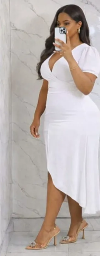 Wrap‑Style Asymmetrical Midi Dress